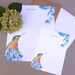 Hummingbird & Hydrangea Stationary Set, Letter Writing Set, Personalized Stationery, Flat Note Cards, Custom Writing Paper, Note, Paper