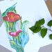 Stationary Set, Stationery, Personalized Custom Writing Paper, Letter, Paper, Red Calla Lilies, watercolor, garden, botanical, floral