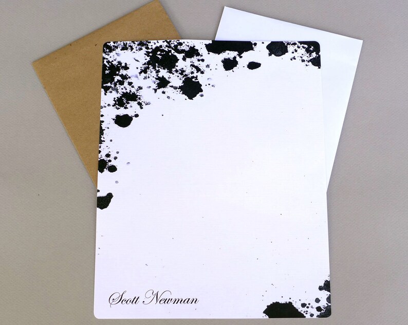 Black Ink Spots Personalized Letter Writing Stationery Kit for Etsy