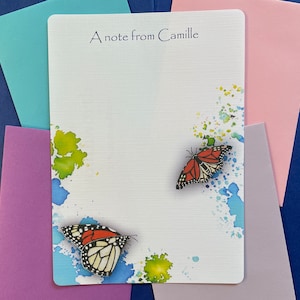 Farfalla monarca, set di carta da scrittura personalizzata di 36, set di scrittura di lettere da donna, fogli di corrispondenza 5 x 7 per ragazze, cancelleria personalizzata