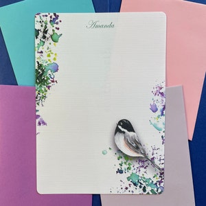 Juego de papel de escritura personalizado de 36, hojas de correspondencia de Chickadee, juegos completos de letras para mujeres, regalo de papelería de notas pequeñas para niñas