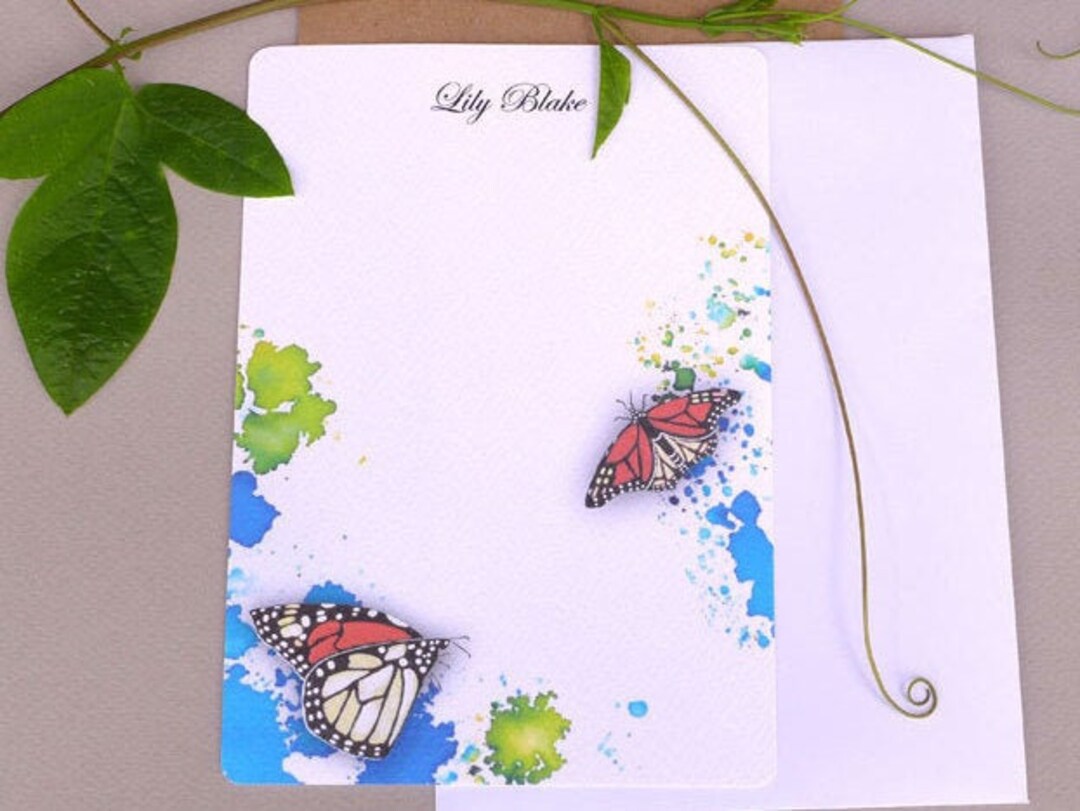 Monarch Butterfly Note Cards, Personalized Flat Note Cards, Custom ...
