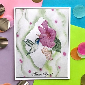 Personalisiertes Faltkarten-Set, Kolibri & Hibiskus-Notizkarten, personalisiertes Briefpapier-Karten-Set mit Briefumschlägen, Geschenk-Set für Frauen