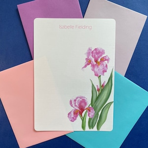 Set di 36 fogli di carta da lettere personalizzati, 5 x 7 fogli per corrispondenza con iris rosa, set regalo per la scrittura di lettere da donna, appunti di cancelleria per ragazze
