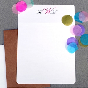 Set de papel papel de escritura monograma clásico para mujer, conjunto estacionario personalizado monograma para hombres simple, conjunto de escritura de cartas moderna