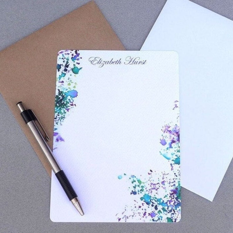 Note Card Set Personalized Flat Note Cards Letter Writing Etsy