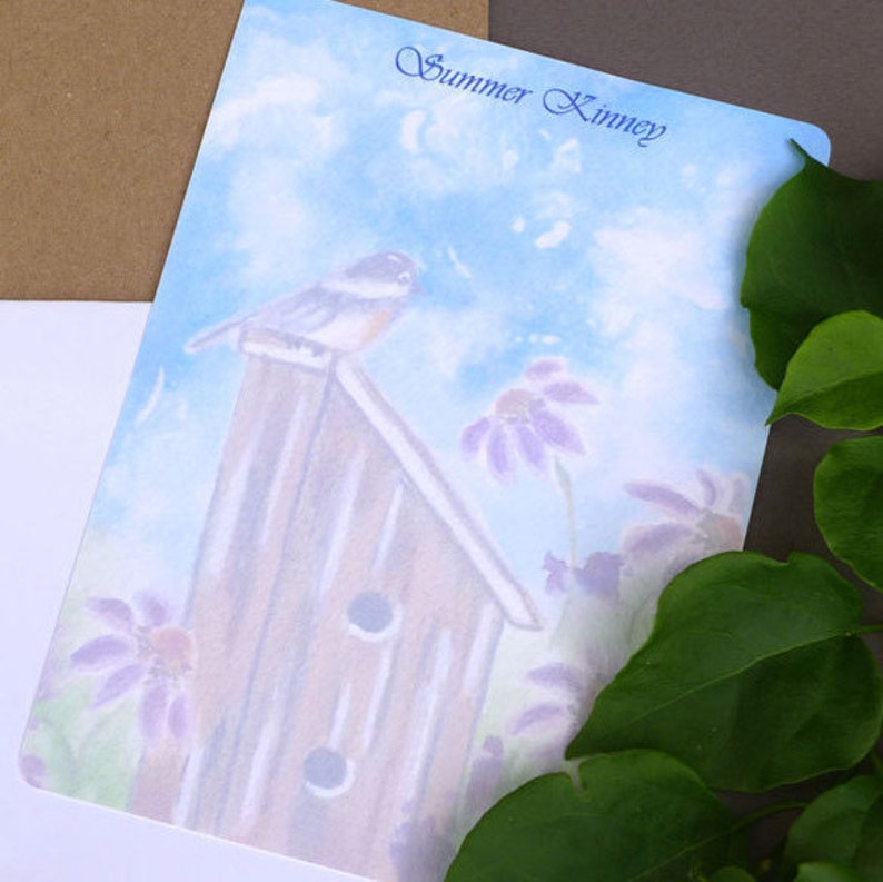 Card Stationary Bird Watercolor Chickadee Note Card Stationery Letter Writing Set Custom Note Card Set Flat Note Cards Personalized