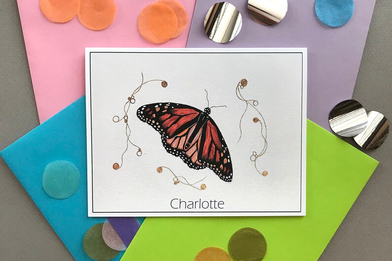 Folded Note Card Stationary For Women Monarch Butterfly Note Card ...