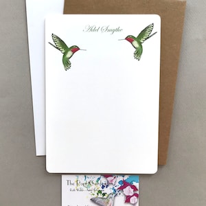 Personalized Stationary Set, Stationery, Letter Card Stock, Custom Note Cards, Flat Note Cards, Gift Set, Hummingbirds, Garden Bird Cards image 3