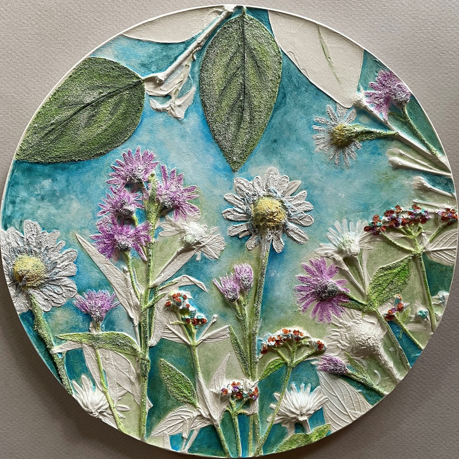 Wildflowers Botanical Bas Relief Artwork Floral Plaster Etsy