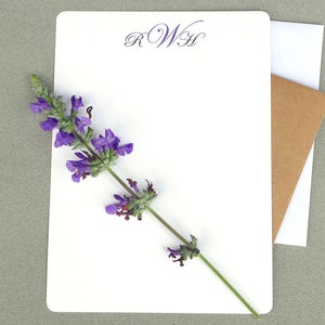 Monogrammed Tarjeta plana carta de escritura conjunto para mujeres y hombres, monograma personalizado nota tarjeta regalo conjunto, elegante tarjeta de nota estacionario para ella