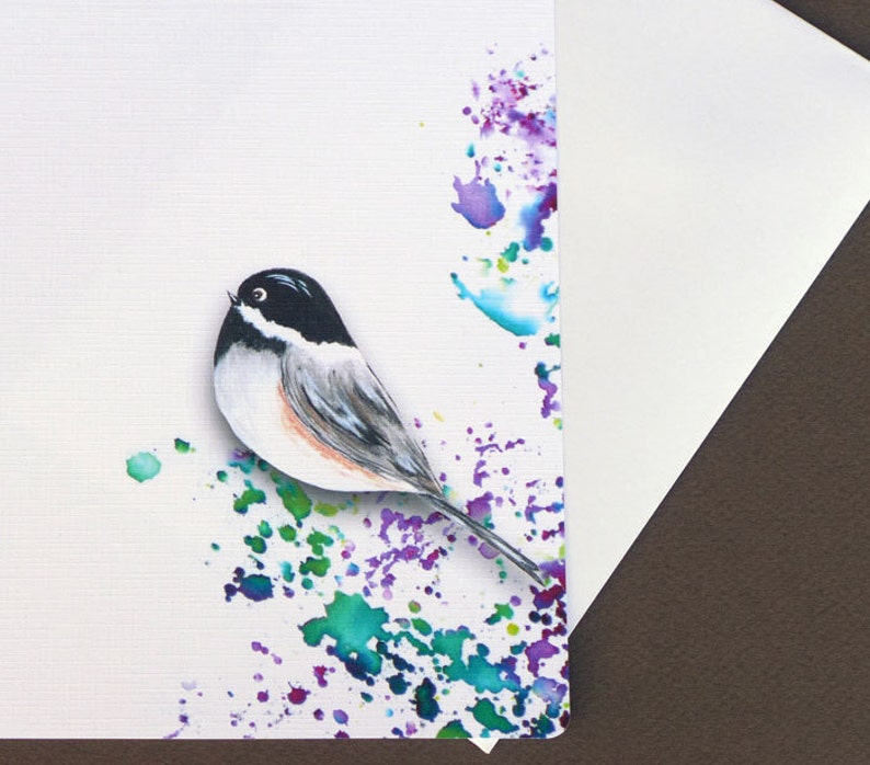 Card Stationary Bird Watercolor Chickadee Note Card Stationery Letter Writing Set Custom Note Card Set Flat Note Cards Personalized