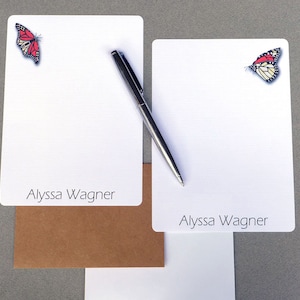 Juego de papelería personalizado clásico de mariposa monarca para mujer, juego de escritura de cartas para niña, juego de papel de escritura de jardín, hojas de correspondencia