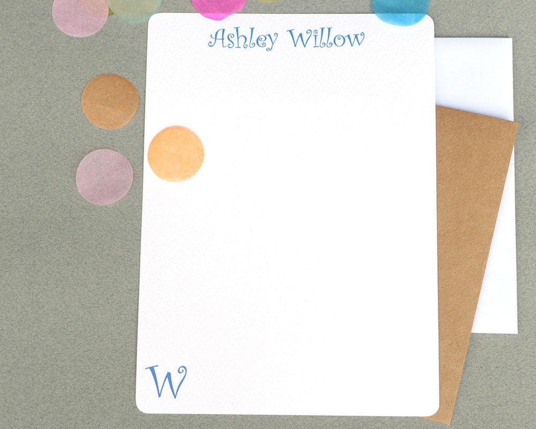 Personalized Flat Note Card Letter Writing Set for Men, Women's ...