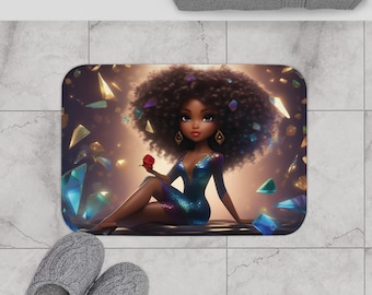 African American Art | Shower Mat | Bathroom Decor | Black Girl Magic | Queen