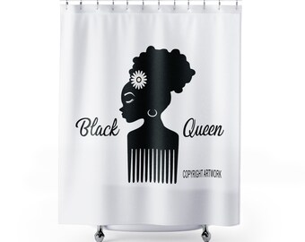 African American Art: Ethnic Shower Curtain with Diva Decor, Black Girl Magic, African Queen Design Theme