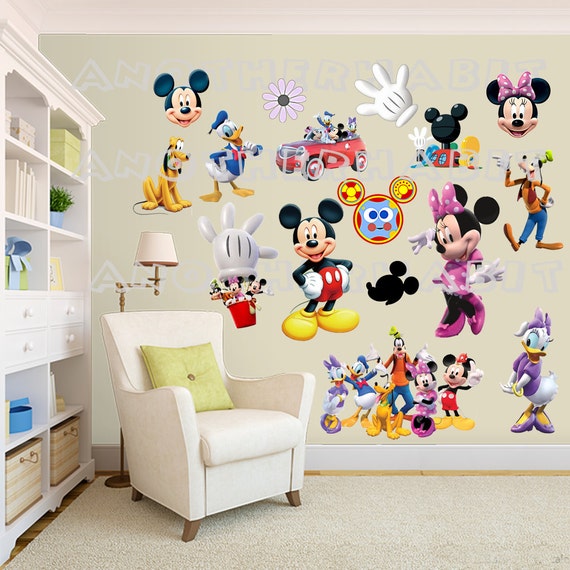 Mickey Mouse Minnie Clubhouse Wall Decal Room Decor - Mickey Mouse Wall Murals Uk