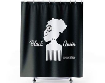 African American Art: Ethnic Shower Curtain with Diva Decor, Black Girl Magic, African Queen Design Theme