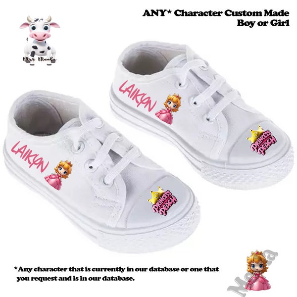 Mrs. Moola's Canvas Sneakers for Children and Toddlers - Customized (Inspired by Princess Peach)