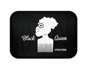 African American Art | Ethnic Shower and Bath Mat | Diva Decor | Black Girl Magic | African Queen | Queen