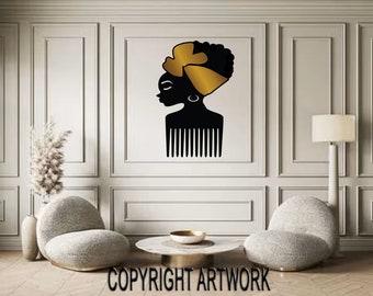 Woman Wall Art Featuring African Queen, African Art, Black Girl Magic, Black History, LED Art, Wood Art Decal, Gift for her, Mother's Day