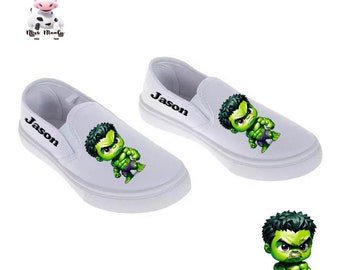 Mrs. Moola's Canvas Sneakers for Children and Toddlers - Customized (Inspired by Marvel Hulk)