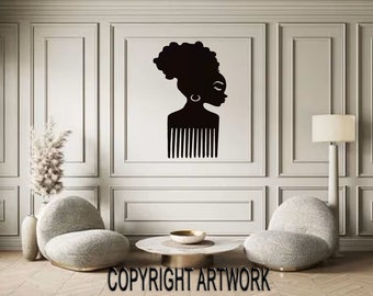 Woman Wall Art Featuring African Queen, Wall Hanging, Black Girl Magic, Home Decor, LED Art, Wood Art Decal, Gift for her, Mother's Day