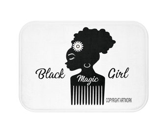 African American Art | Ethnic Shower and Bath Mat | Diva Decor | Black Girl Magic | African Queen } Mother's Day