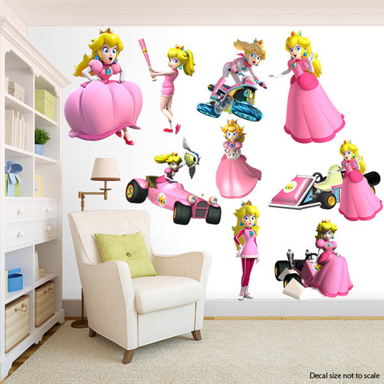 Princess Peach Super Mario Bros. Wall Decal Room Decor Etsy