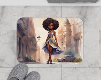 African American Art | Ethnic Bath and Shower Mat | Diva Decor | Black Girl Magic | Queen | Gift for Her | Mother's Day | Customized