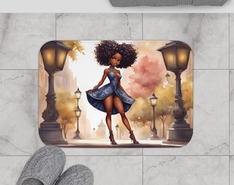 African American Art | Ethnic Bath and Shower Mat | Diva Decor | Black Girl Magic | Queen | Gift for Her | Mother's Day | Customized