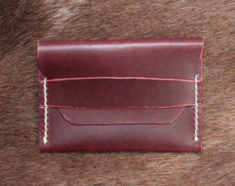 Handgemaakt bordeaux leren portemonneeetui – volnerf – minimalistisch design