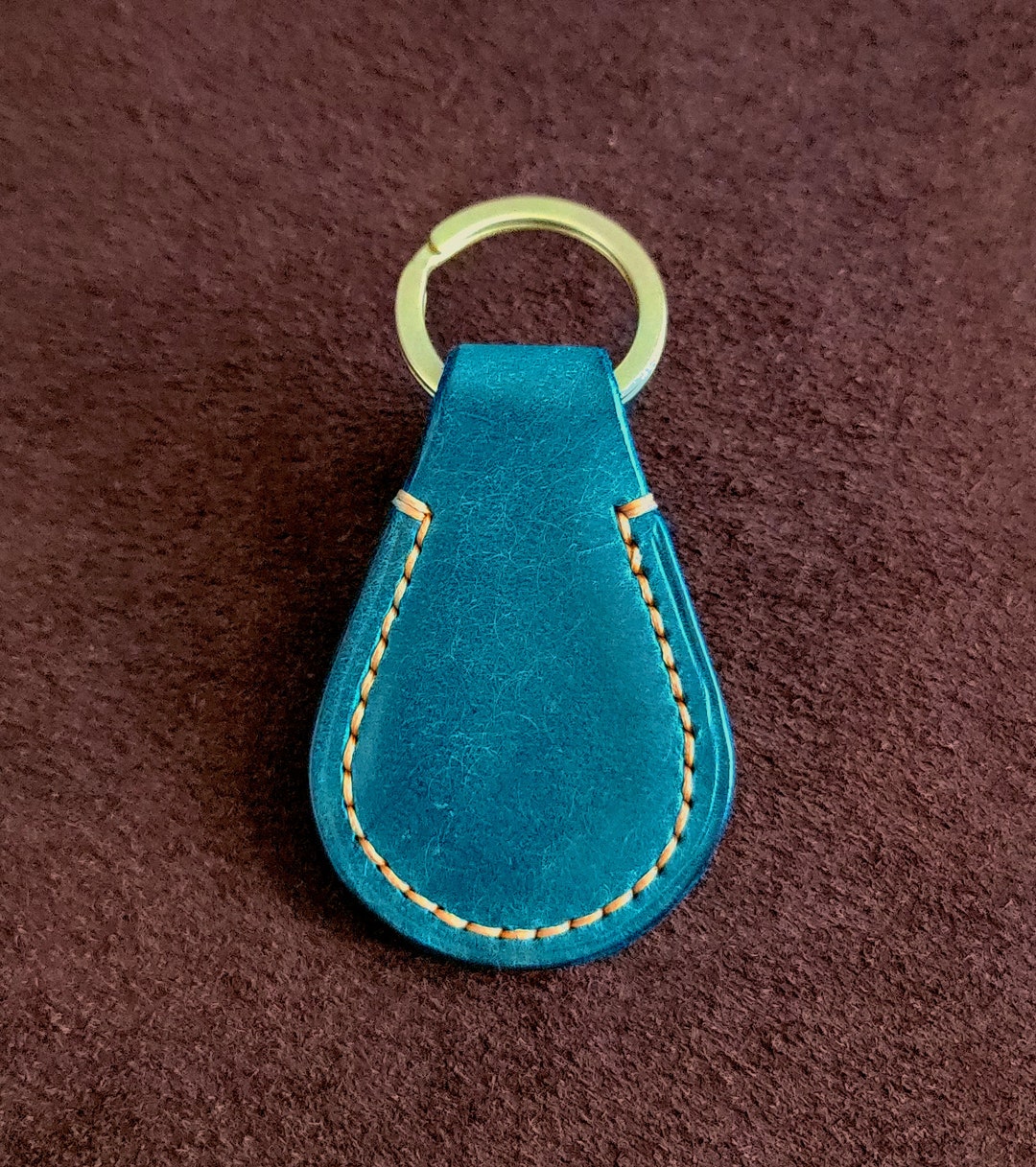 Handmade Leather Keychain Saddle Stitched by Hand Using Ritza Tiger