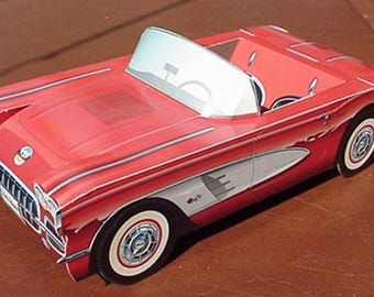 FREE SHIP 6 Assorted Classic Cars * Kids Food Box Tray * Table Center * Party Supplies