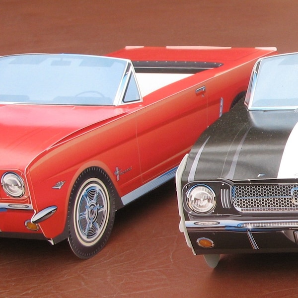 FREE SHIP 6 ~ Ford Mustangs  Red & Black Cardboard Car Kids Food Box Trays  Party Favor