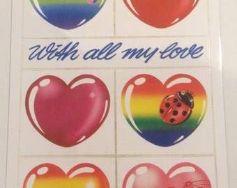 Hearts post card sticker ,made in Holland-1989