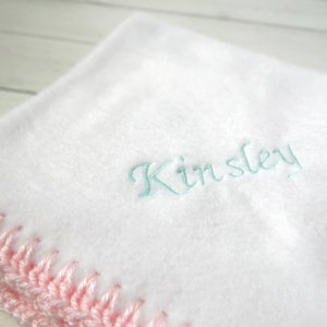 White Fleece Lovey, Embroidered Baby Blanket, Crochet Baby Lovey, Security Blanket, Personalized Baby Lovey, Baby Blanket, Baby Shower Gift
