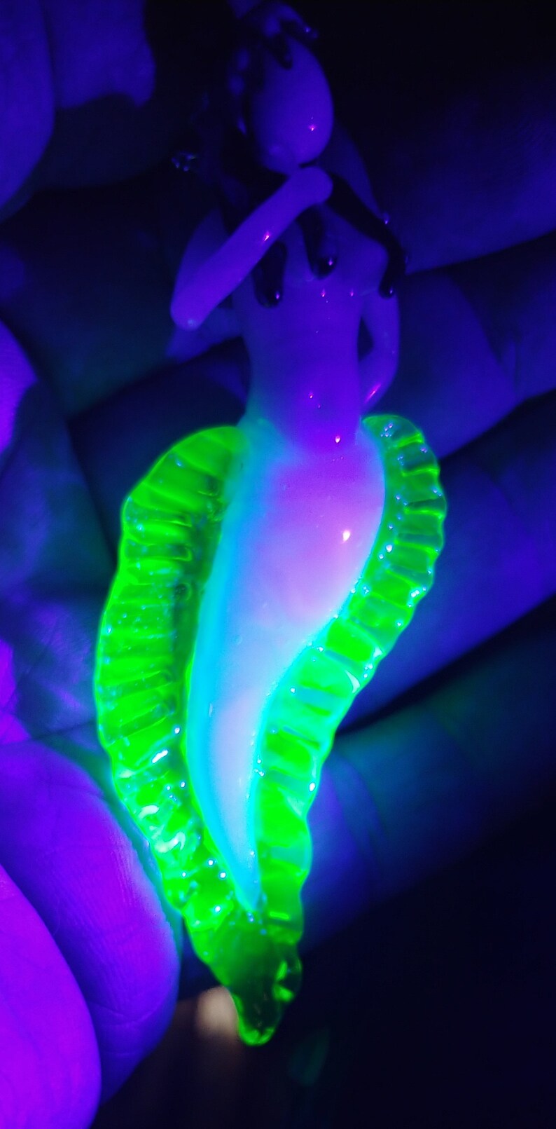 Green UV Beta Mermaid necklace pendant