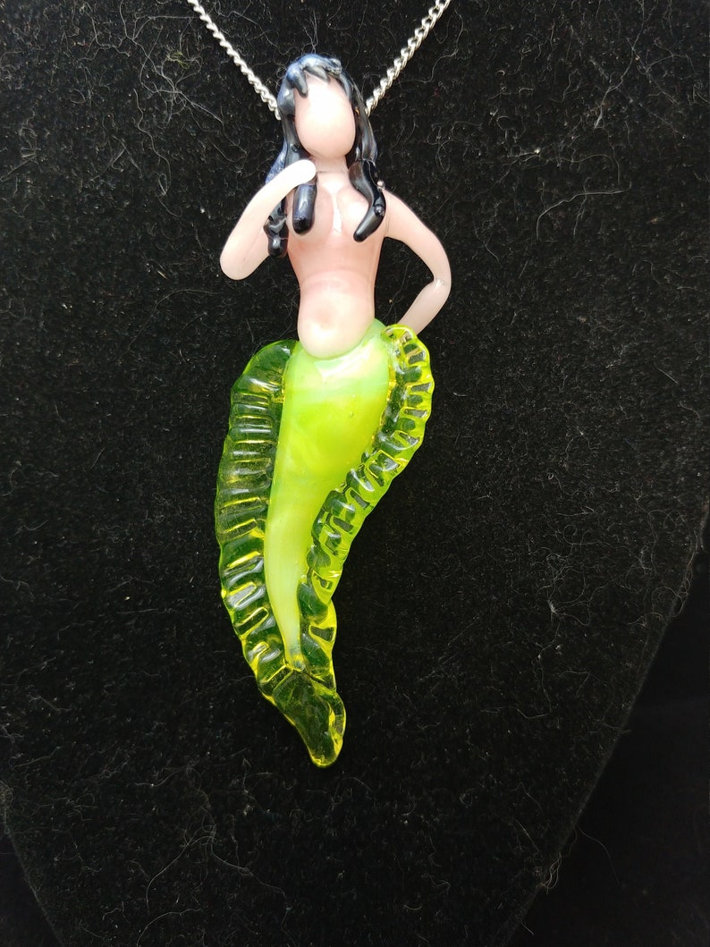 Green UV Beta Mermaid necklace pendant