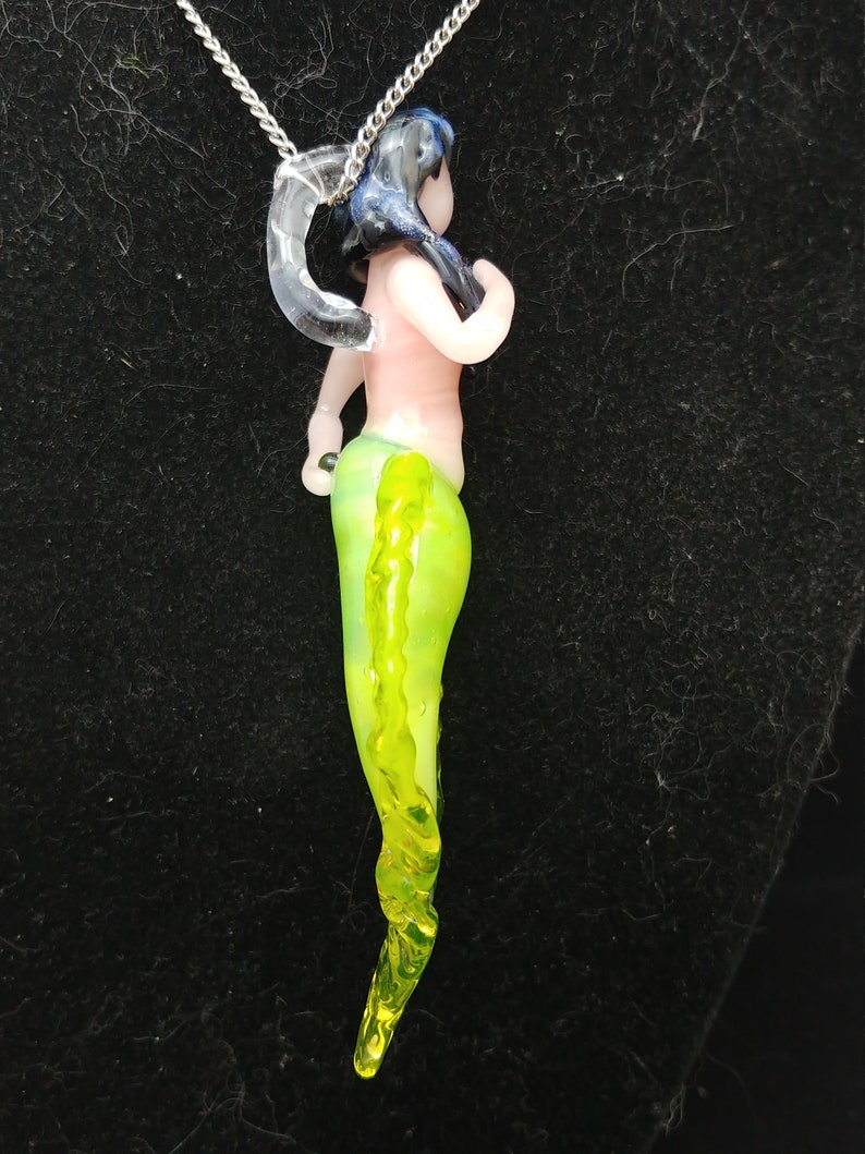 Green UV Beta Mermaid necklace pendant