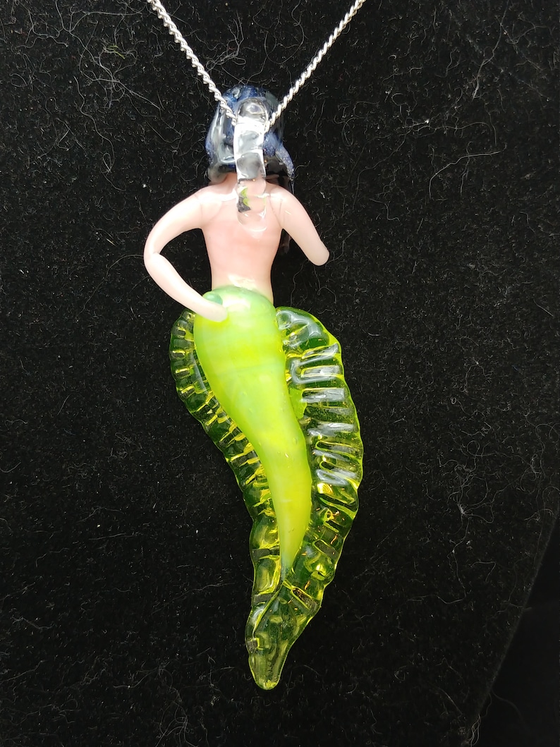 Green UV Beta Mermaid necklace pendant