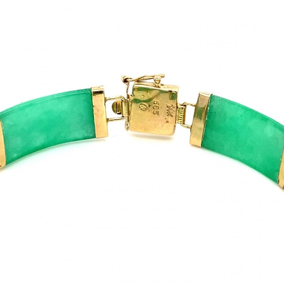8 Green Rectangular Jade Links and 14K Yellow Gol… - image 5
