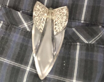 Antique Crystal Dress Clip With Silver Overlay
