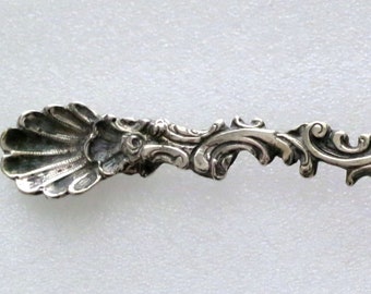 Antique German Cast Silver Spoon With Scallop Handle