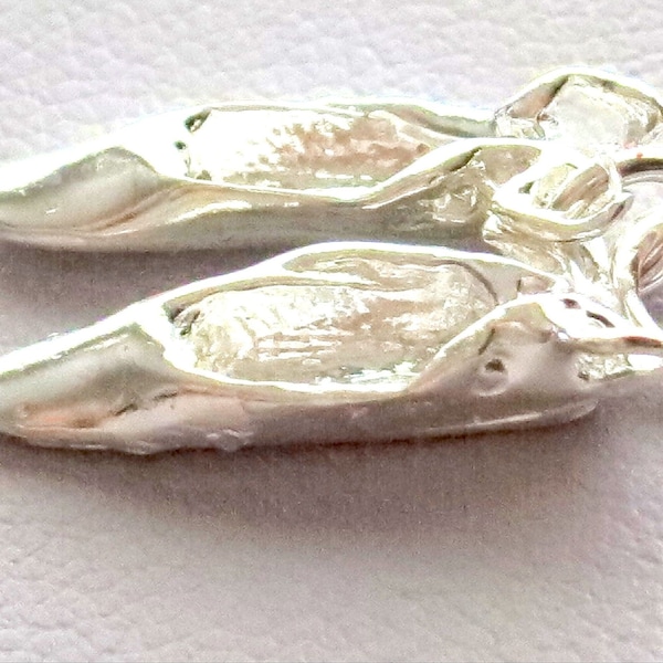 Pair Of Sterling Silver Ballet Shoes Pendant or Charm