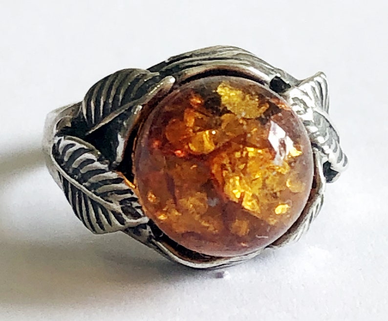 Baltic Amber /& Sterling Silver Ring
