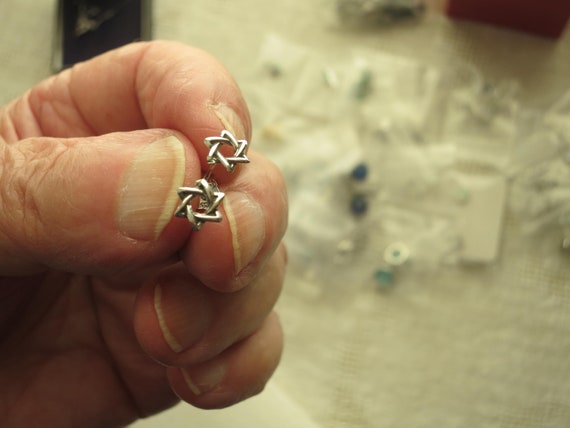 Sterling Silver Tiny Star Of David Ear Studs