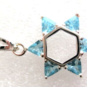 Sterling Silver & Blue Cubic Zirconia Star Of David Pendant