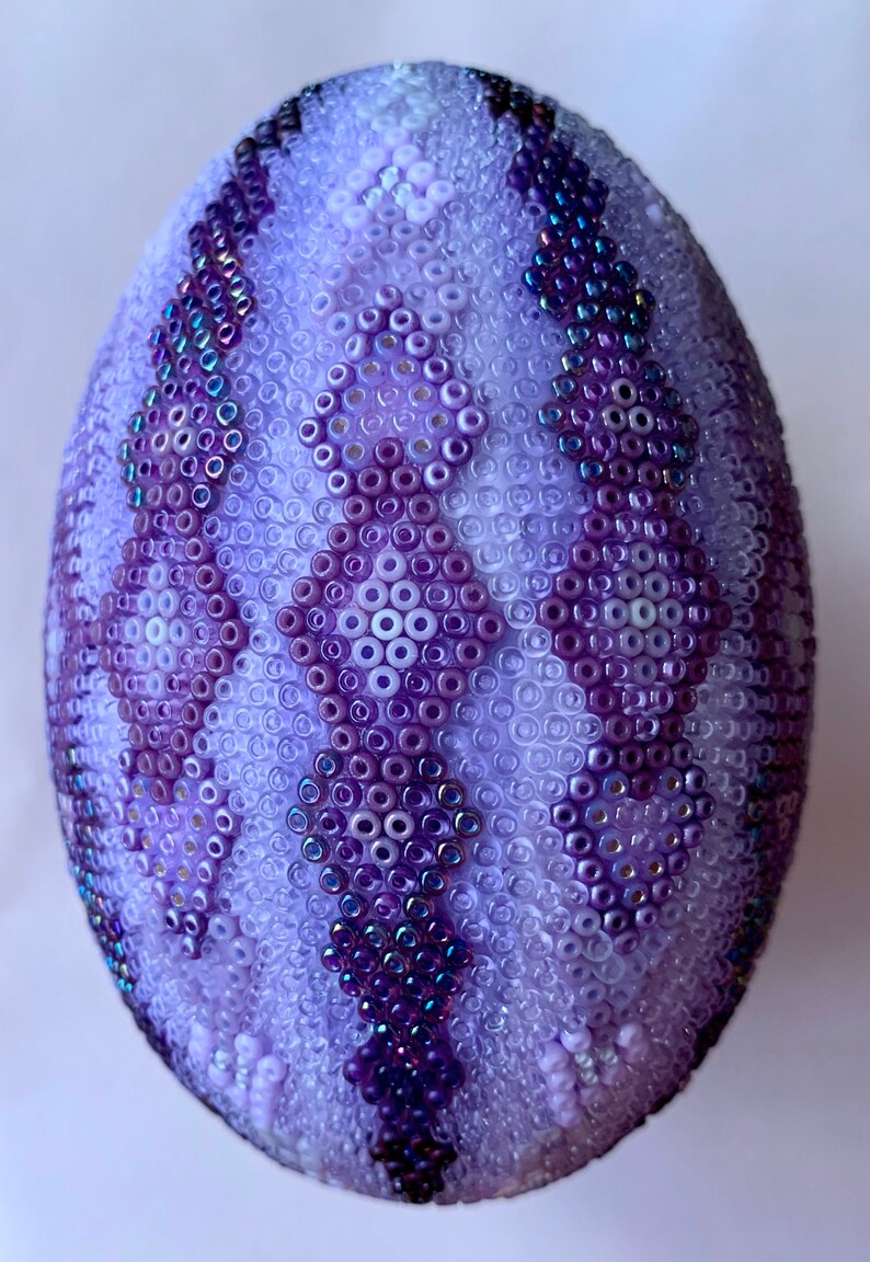 Beaded Egg 12 Stripes Violet Purple Lilac Easter Egg Etsy Sweden