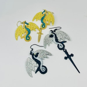 Dragon and sword earring